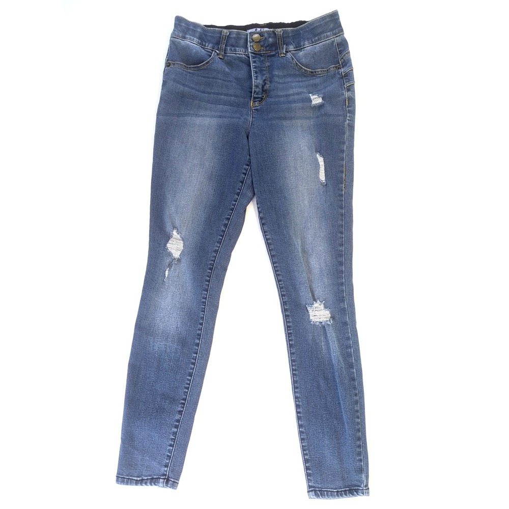 Vylette Womens Skinny Jeans Size 9/29W Medium Wash Distressed Ripped High Rise
